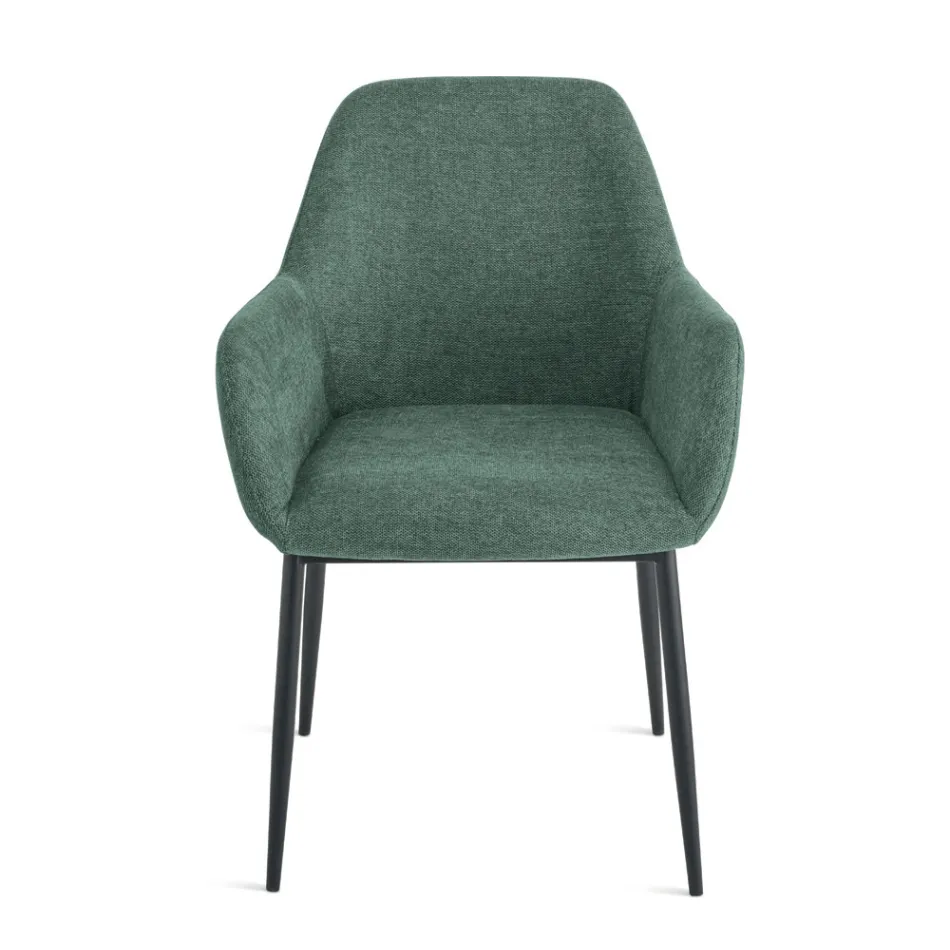 Juego de 2 sillones tapizados en tela colorida y estructura metálica - Valeria Viadurini