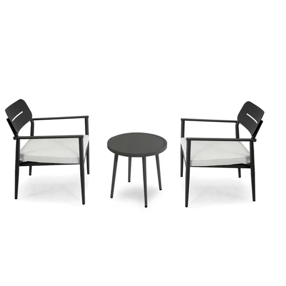 Juego de 2 Sillones con Mesa de Aluminio en Diferentes Acabados - Souvenir Viadurini