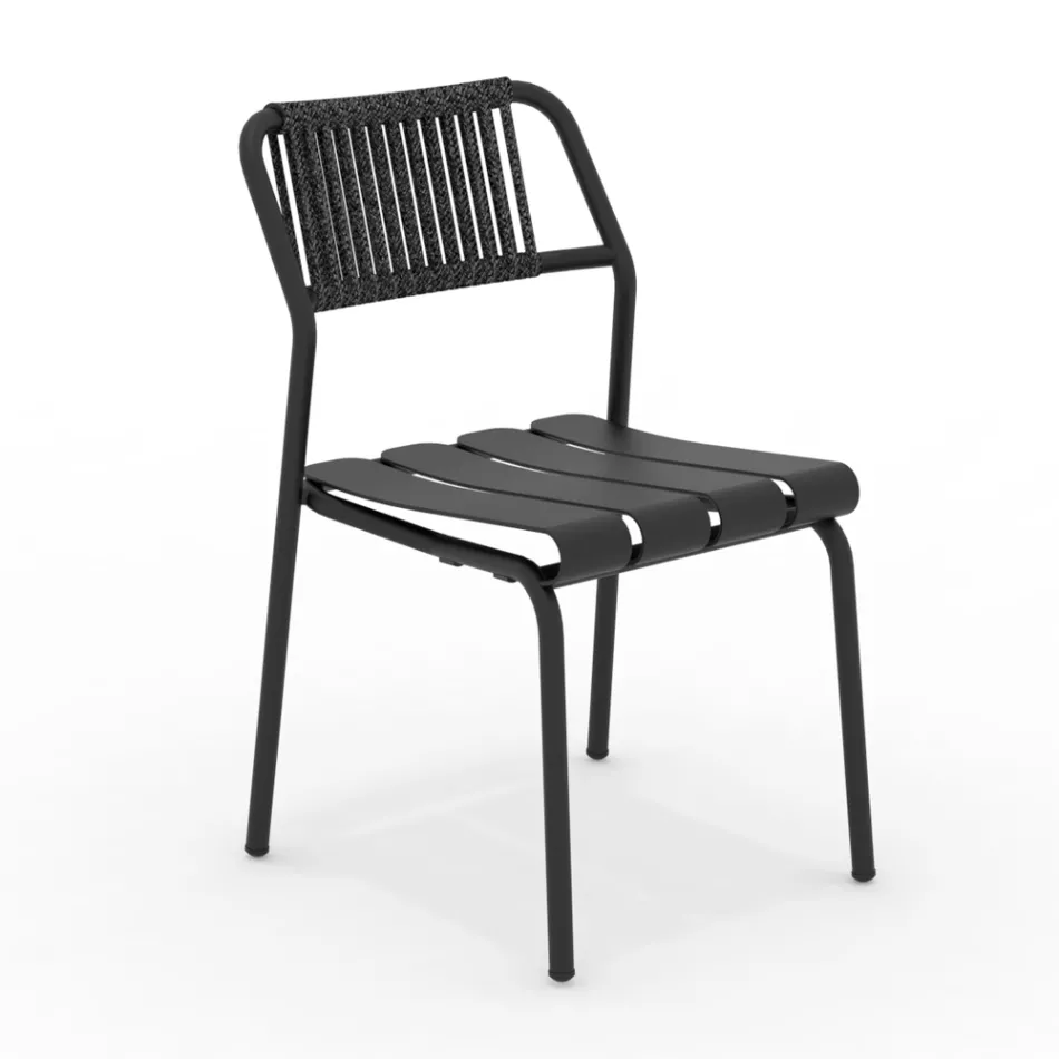 Juego de 2 sillas de jardín de aluminio y respaldo de cuerda - Resplandeciente Viadurini