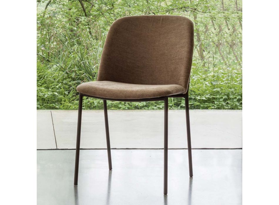 Juego de 2 sillas de salón de tela y metal Made in Italy - Ivy Viadurini