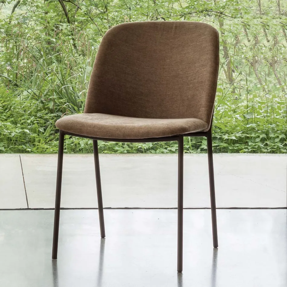 Juego de 2 sillas de salón de tela y metal Made in Italy - Ivy Viadurini