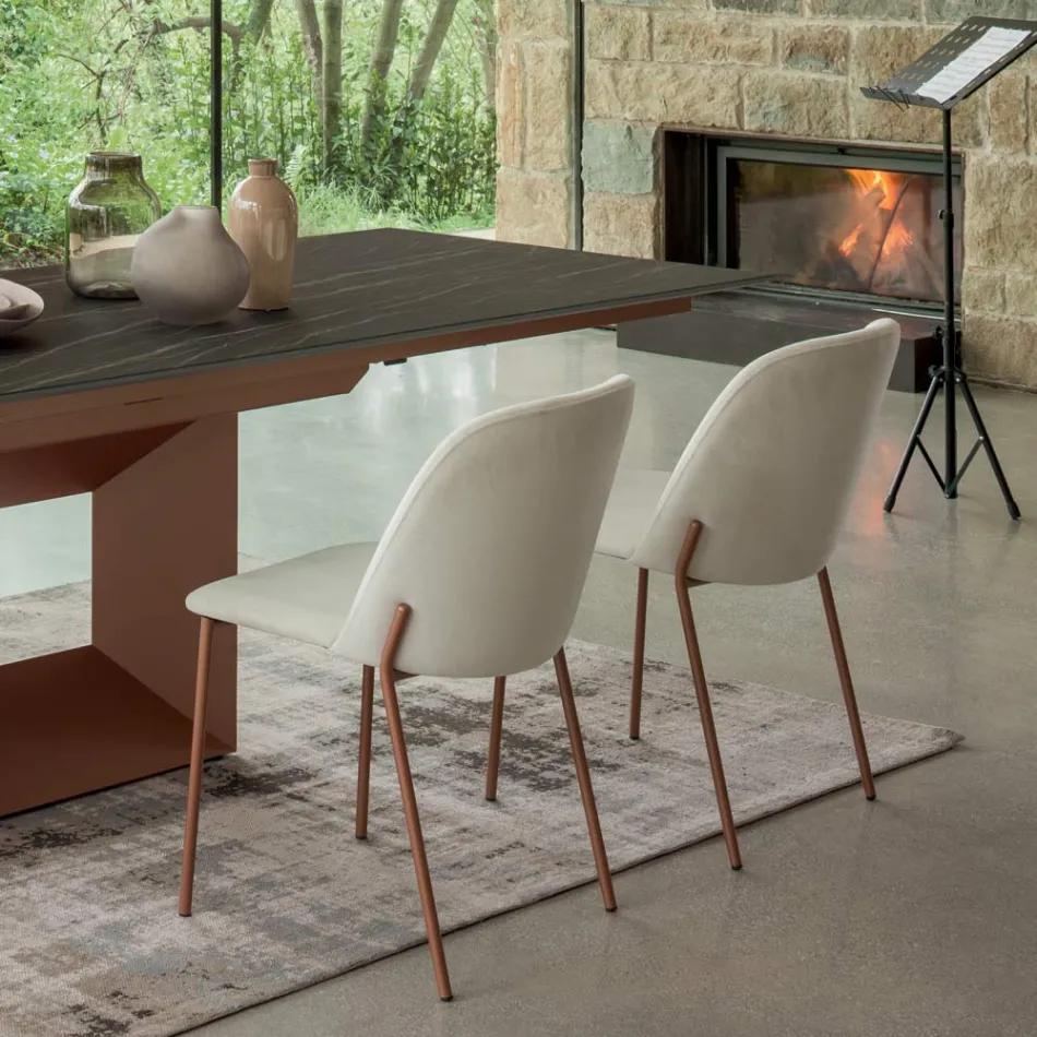 Juego de 2 sillas de salón de tela y metal Made in Italy - Ivy Viadurini