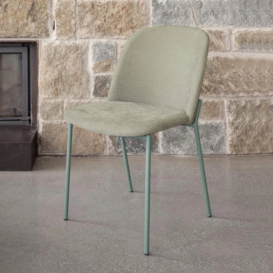 Juego de 2 sillas de salón de tela y metal Made in Italy - Ivy Viadurini