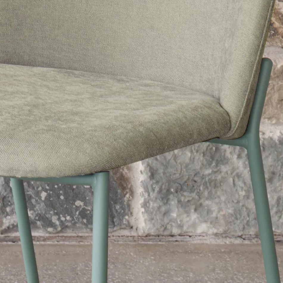 Juego de 2 sillas de salón de tela y metal Made in Italy - Ivy Viadurini