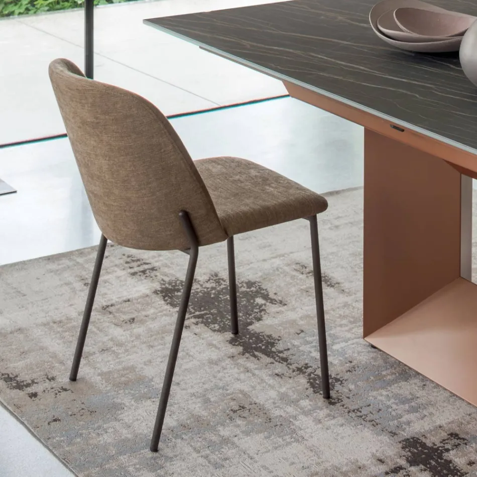 Juego de 2 sillas de salón de tela y metal Made in Italy - Ivy Viadurini