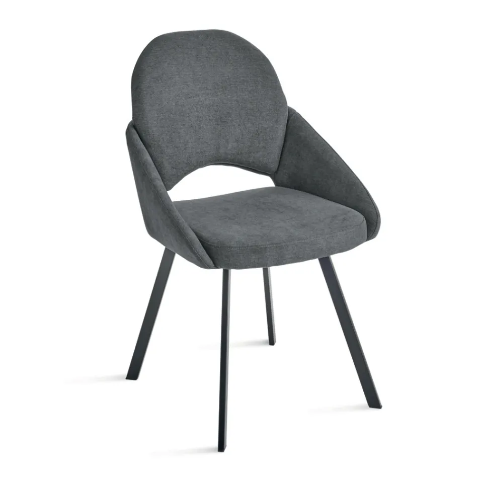 Juego de 2 sillas tapizadas en tela colorida y estructura metálica - Damian Viadurini