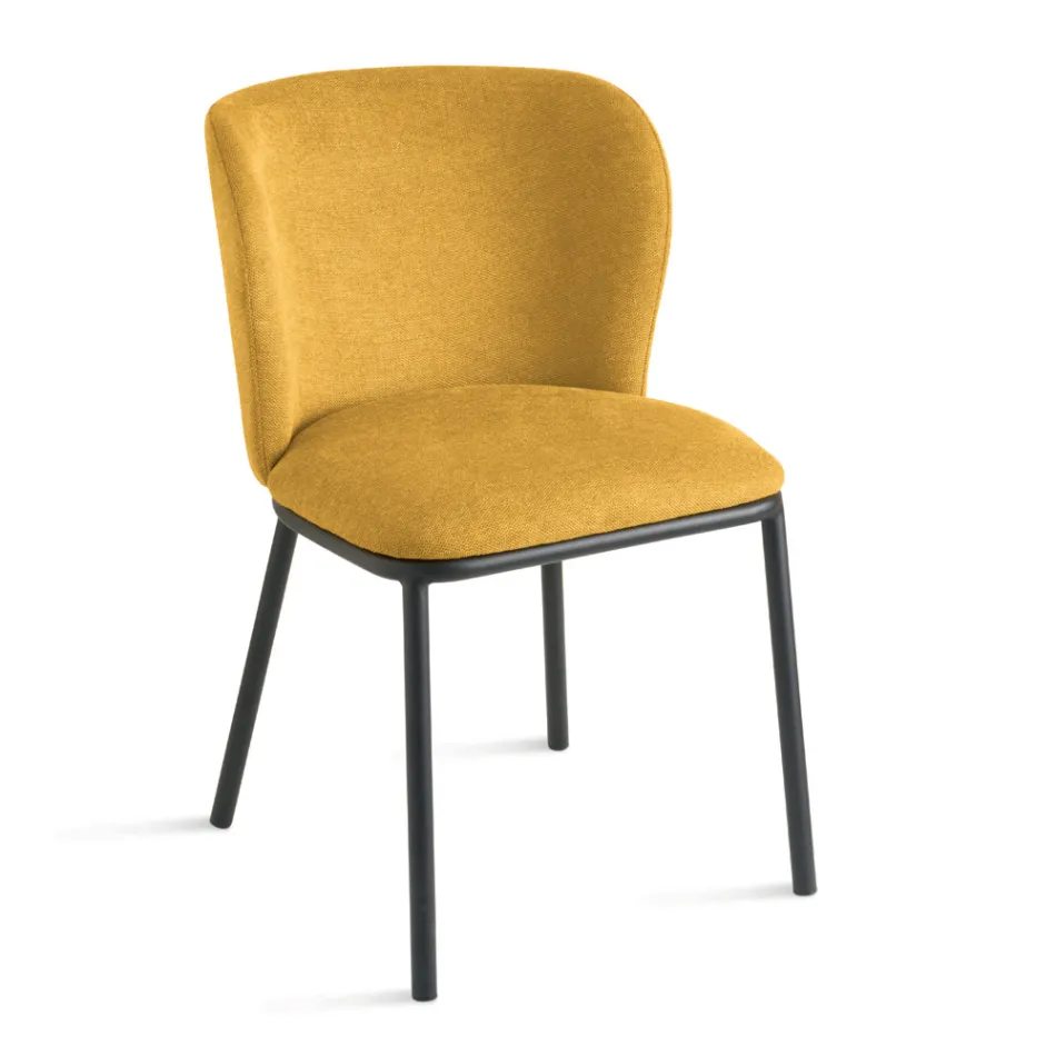 Juego de 2 sillas tapizadas en tela con estructura de metal pintado - Leandra Viadurini