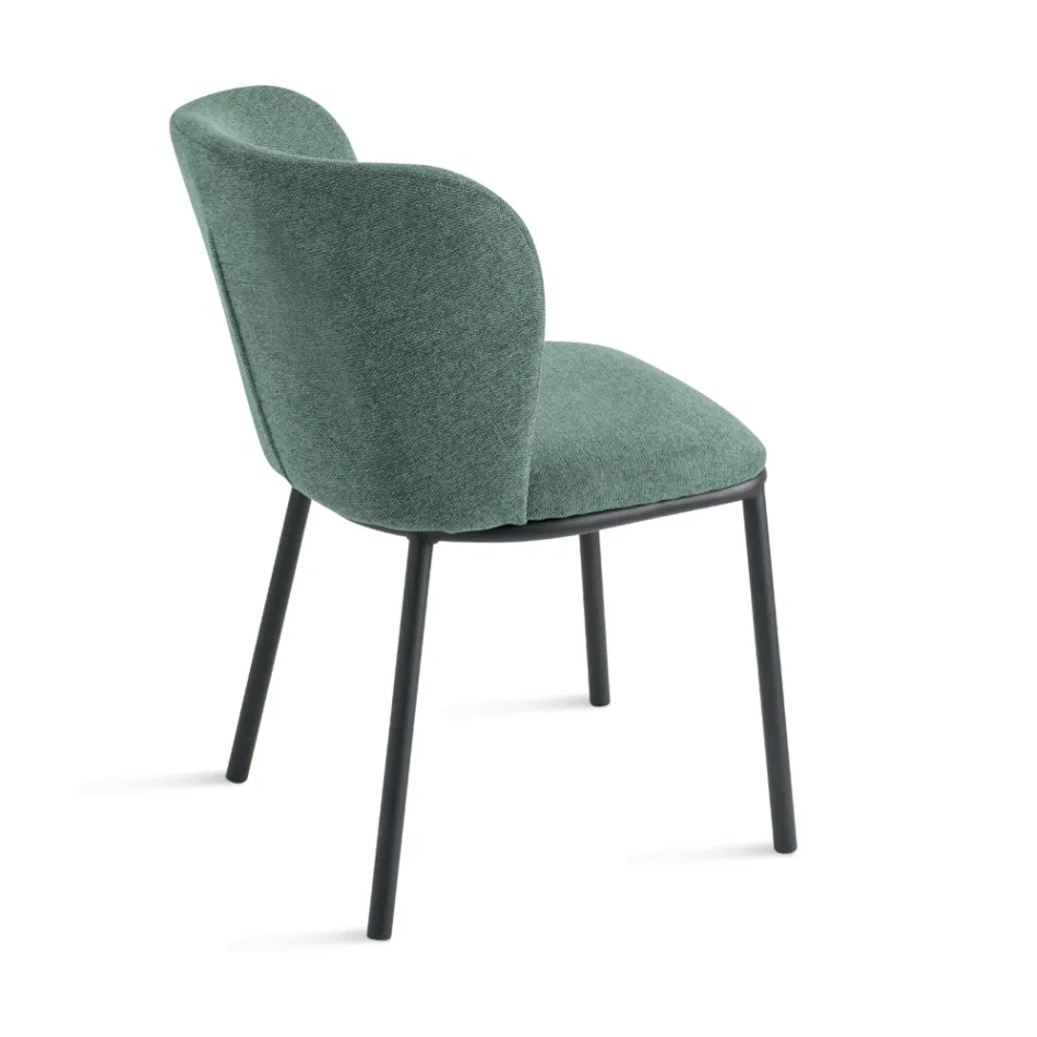 Juego de 2 sillas tapizadas en tela con estructura de metal pintado - Leandra Viadurini