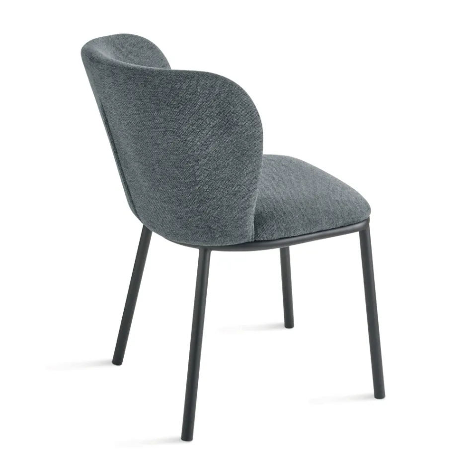 Juego de 2 sillas tapizadas en tela con estructura de metal pintado - Leandra Viadurini