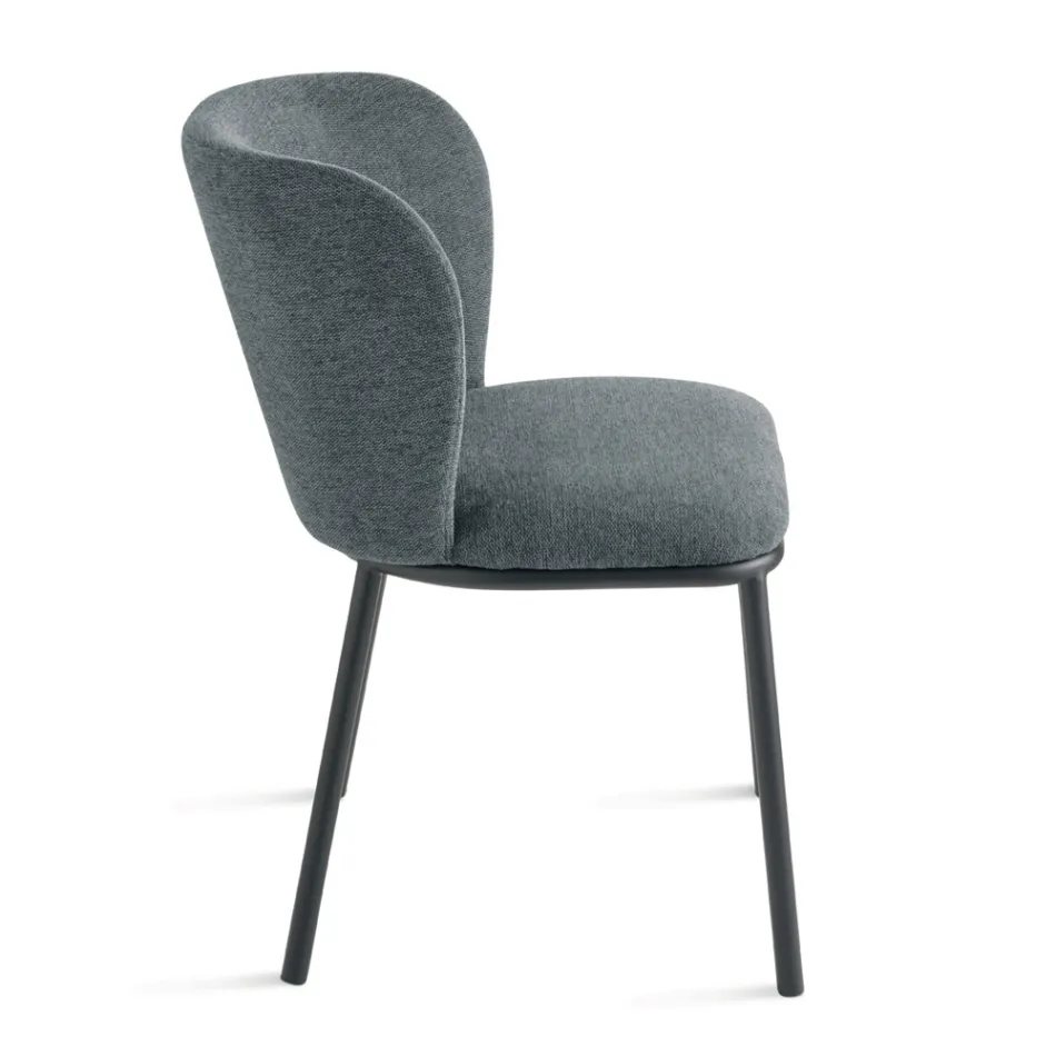 Juego de 2 sillas tapizadas en tela con estructura de metal pintado - Leandra Viadurini