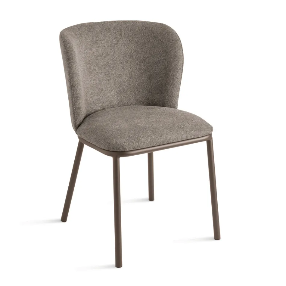 Juego de 2 sillas tapizadas en tela con estructura de metal pintado - Leandra Viadurini