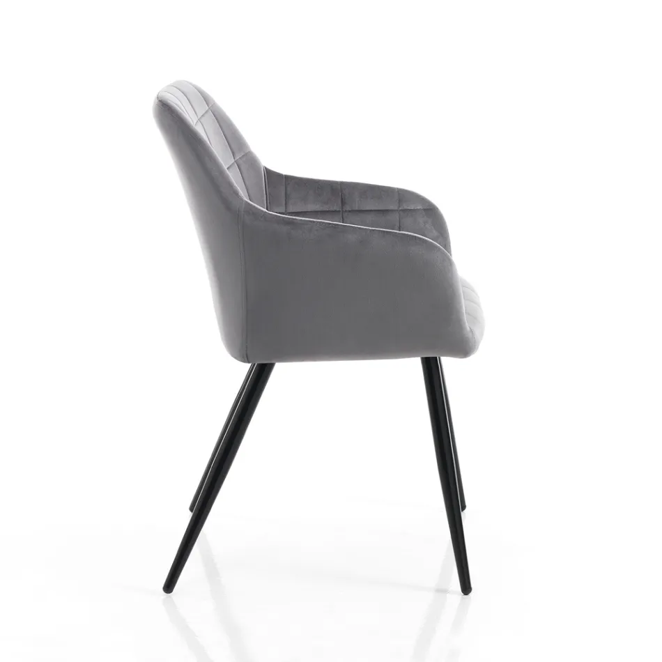 Conjunto de 2 sillas en tela efecto terciopelo - Plutonium Viadurini