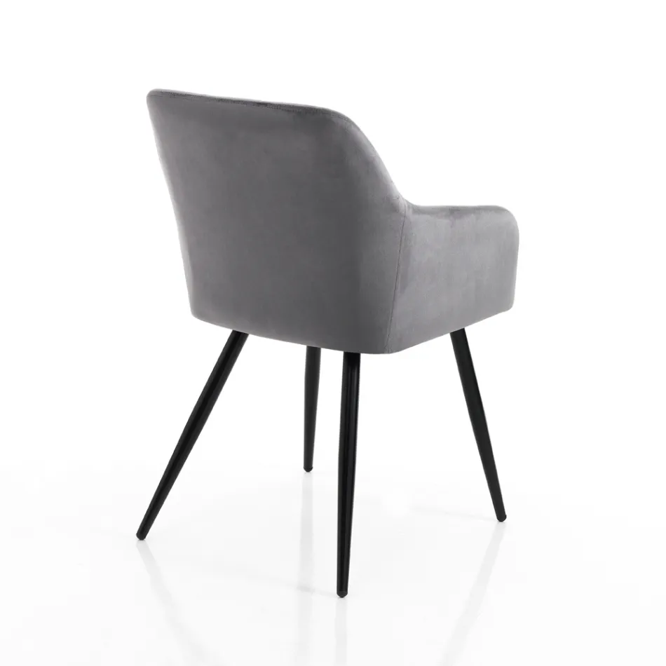 Conjunto de 2 sillas en tela efecto terciopelo - Plutonium Viadurini