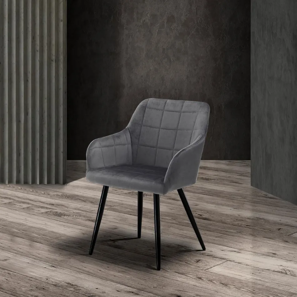 Conjunto de 2 sillas en tela efecto terciopelo - Plutonium Viadurini