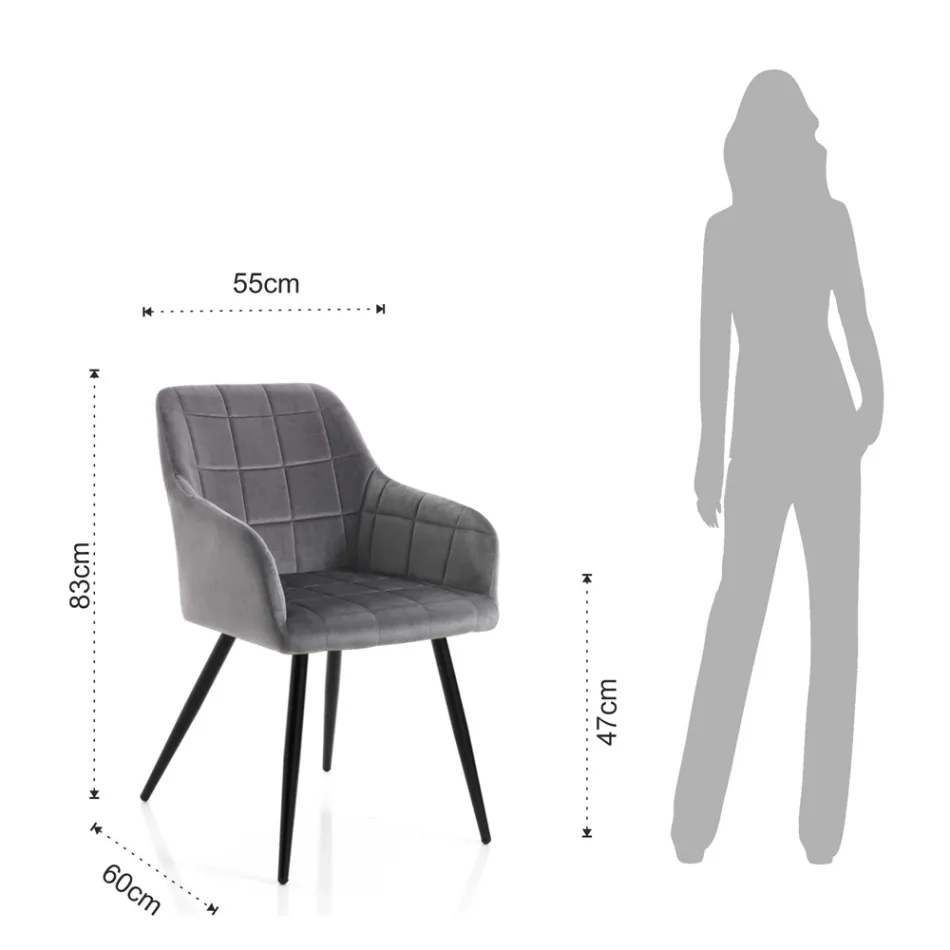 Conjunto de 2 sillas en tela efecto terciopelo - Plutonium Viadurini
