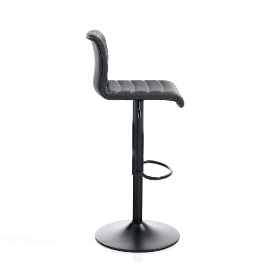 Juego de 2 taburetes de bar en piel sintética y acero - Potasio Viadurini