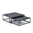 Conjunto de 2 mesas de centro en MDF acabado mármol - Osmio Viadurini