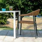 Juego de 4 sillones de aluminio y mimbre trenzado - Tavira Viadurini