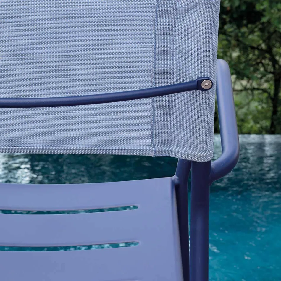 Juego de 4 Sillas de Jardín de Metal Galvanizado y Batyline - Prestigio Viadurini