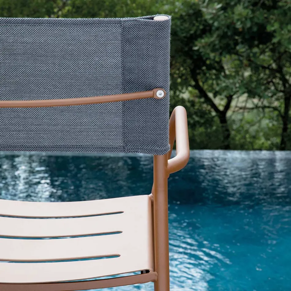 Juego de 4 Sillas de Jardín de Metal Galvanizado y Batyline - Prestigio Viadurini