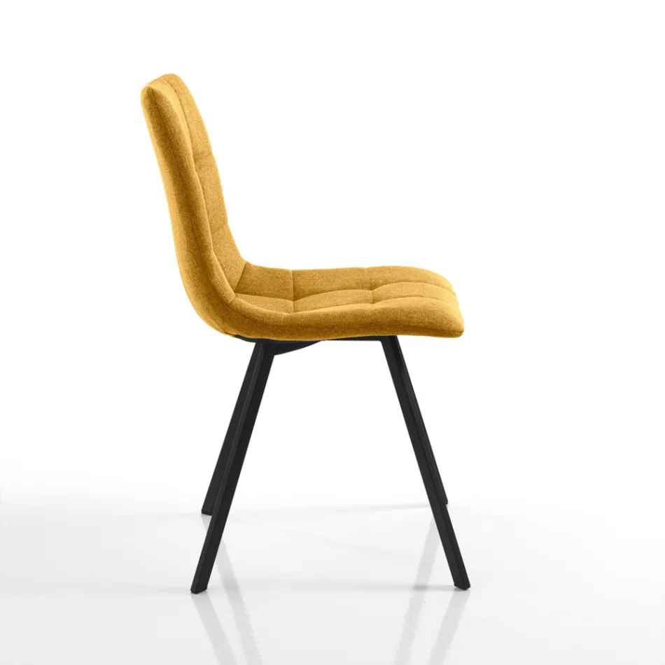 Juego de 4 sillas de comedor acolchadas y tapizadas en tela - Chimera Viadurini