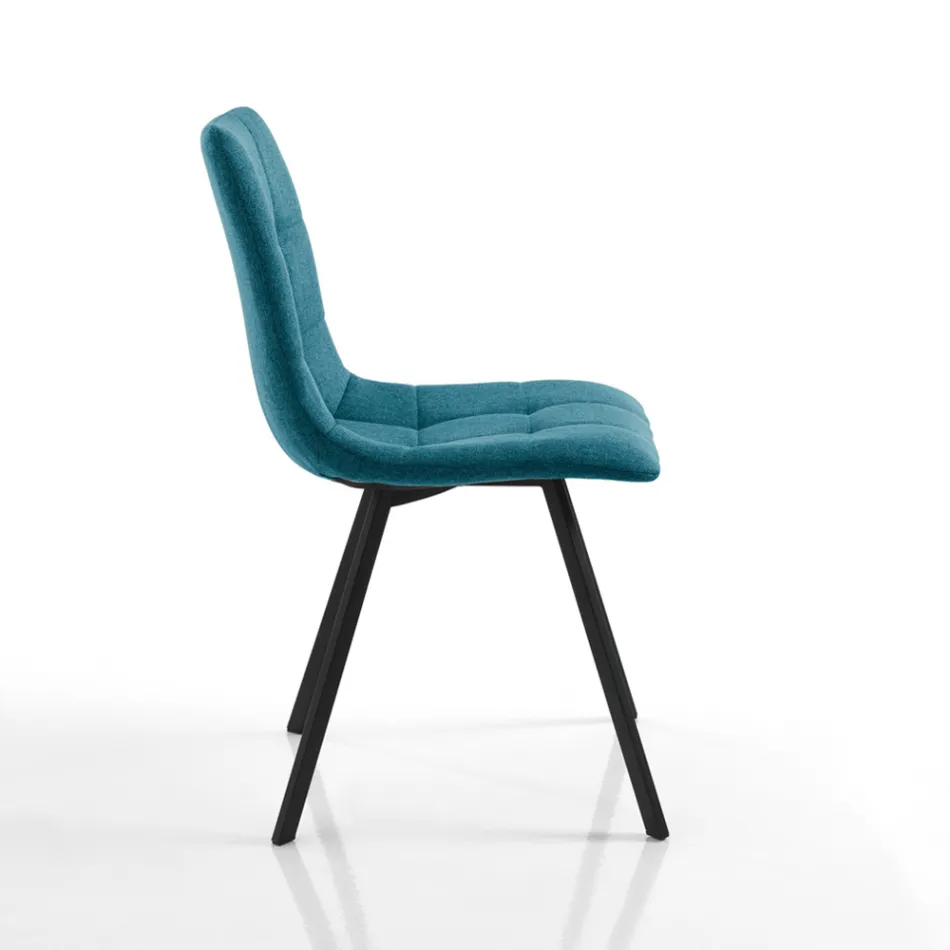 Juego de 4 sillas de comedor acolchadas y tapizadas en tela - Chimera Viadurini