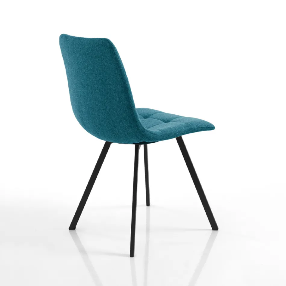 Juego de 4 sillas de comedor acolchadas y tapizadas en tela - Chimera Viadurini