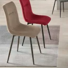 Juego de 4 sillas tapizadas en tela para sala de estar con base de metal - Proyecto Viadurini