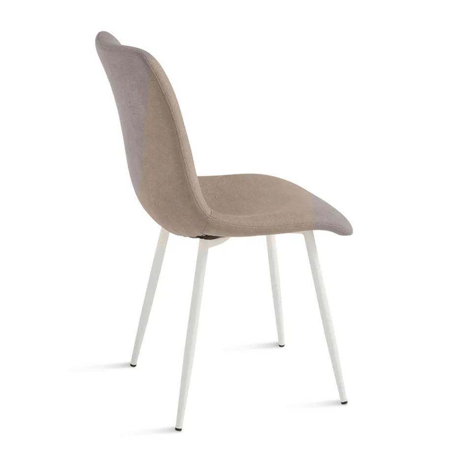 Juego de 4 sillas tapizadas en tela para sala de estar con base de metal - Proyecto Viadurini