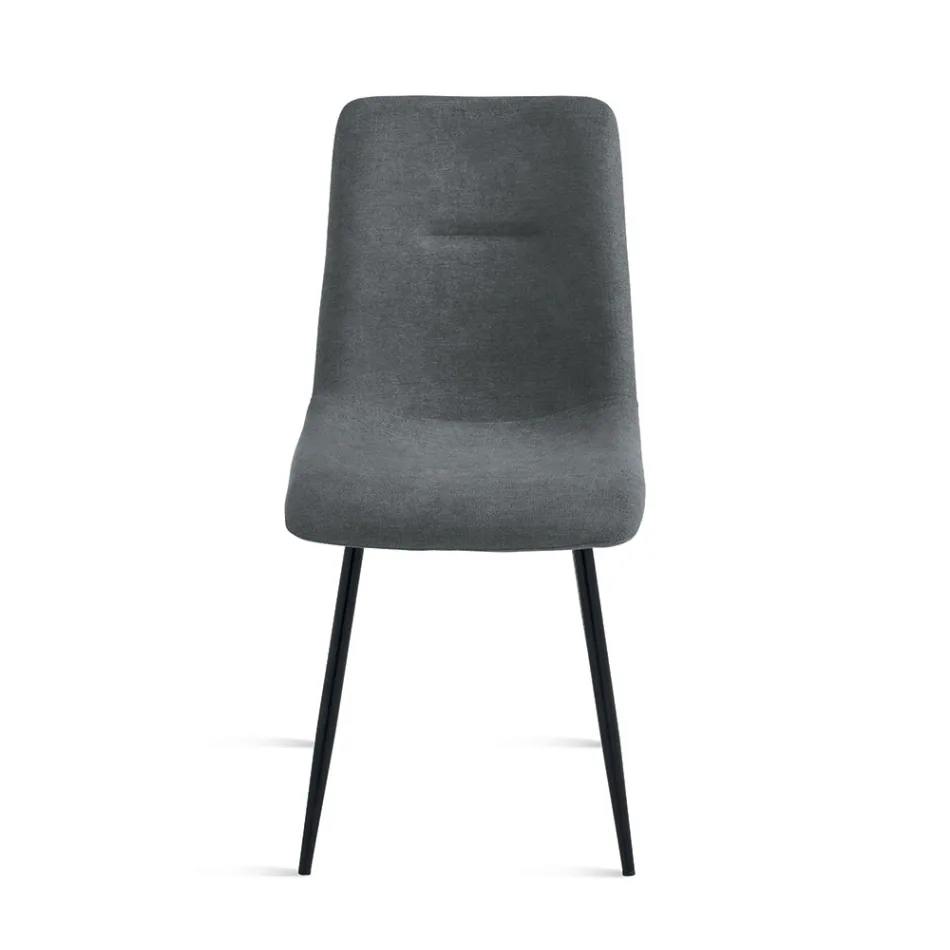 Juego de 4 sillas tapizadas en tela para sala de estar con base de metal - Proyecto Viadurini