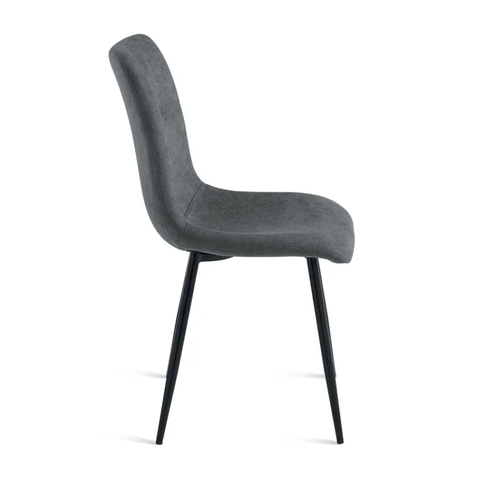 Juego de 4 sillas tapizadas en tela para sala de estar con base de metal - Proyecto Viadurini