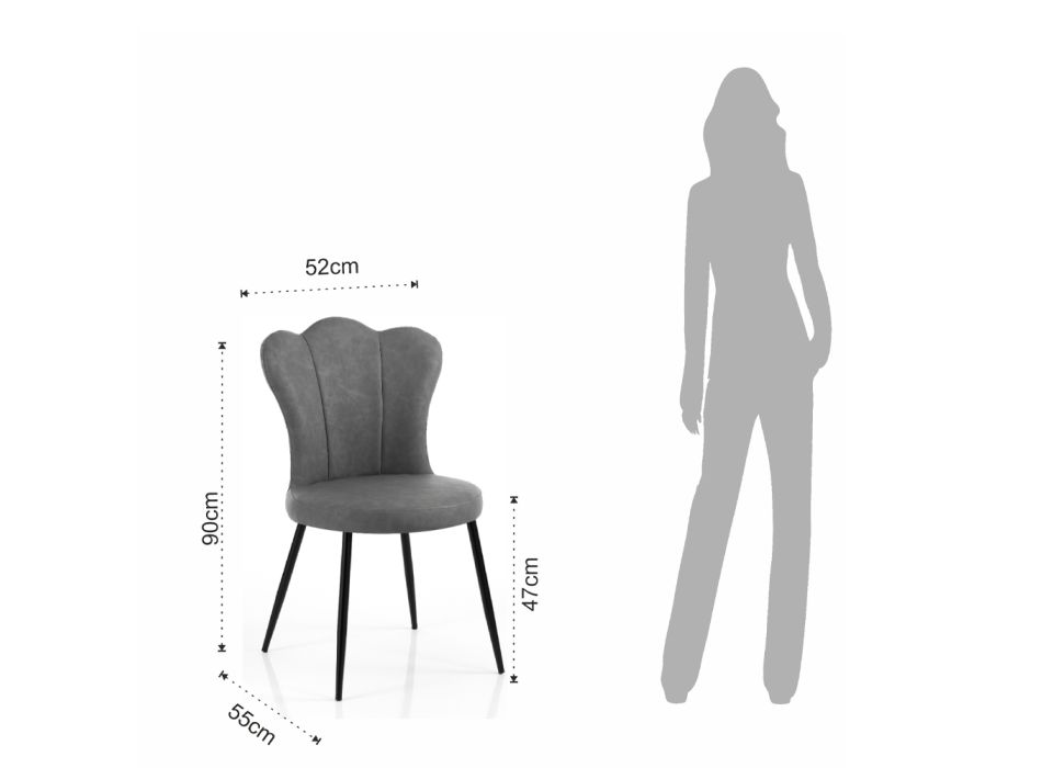 Conjunto de 4 sillas de piel sintética efecto envejecido - Ámbar Viadurini