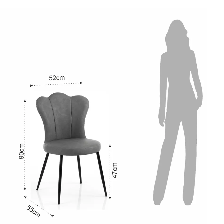 Conjunto de 4 sillas de piel sintética efecto envejecido - Ámbar Viadurini
