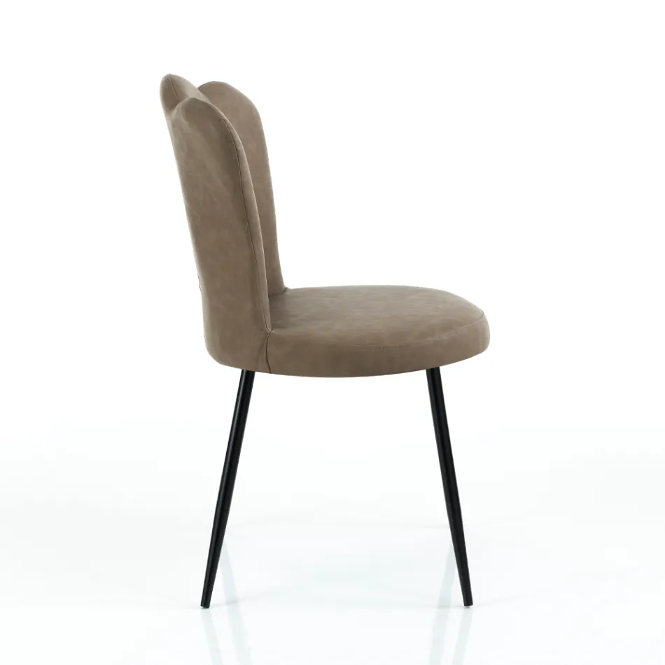 Conjunto de 4 sillas de piel sintética efecto envejecido - Ámbar Viadurini