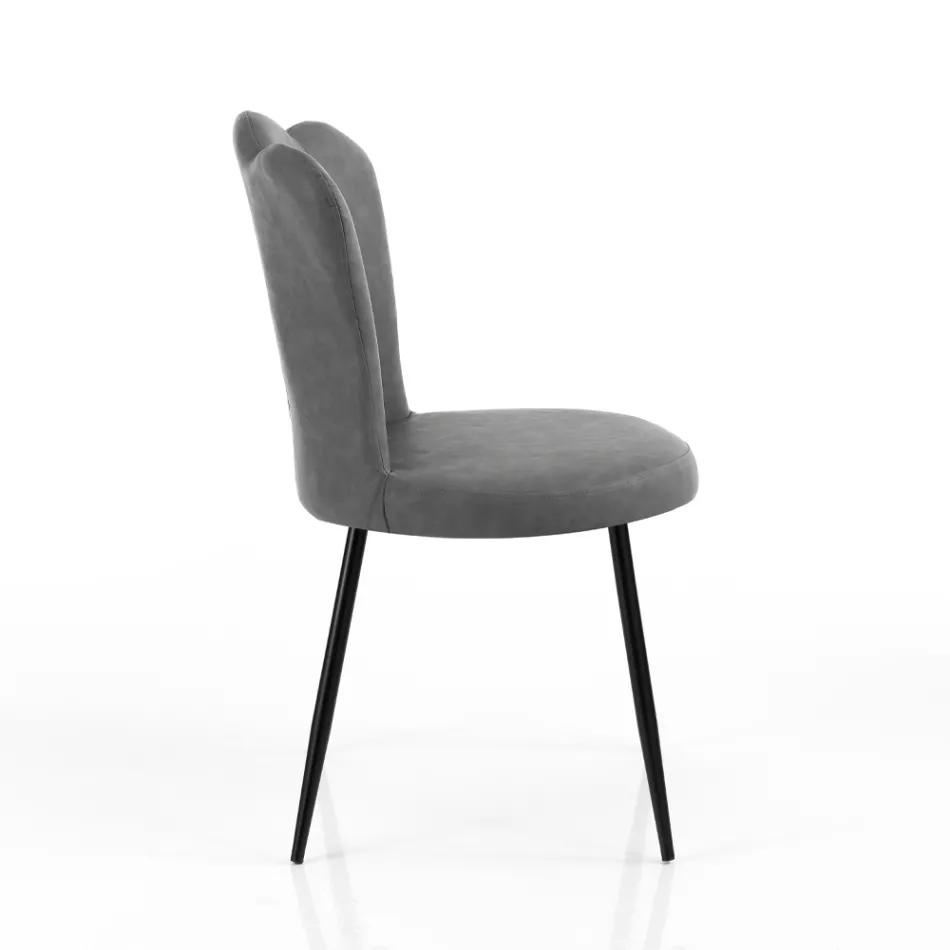 Conjunto de 4 sillas de piel sintética efecto envejecido - Ámbar Viadurini