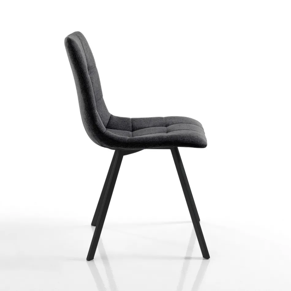 Conjunto de 4 sillas de tela antracita y acero negro - Antracita Viadurini