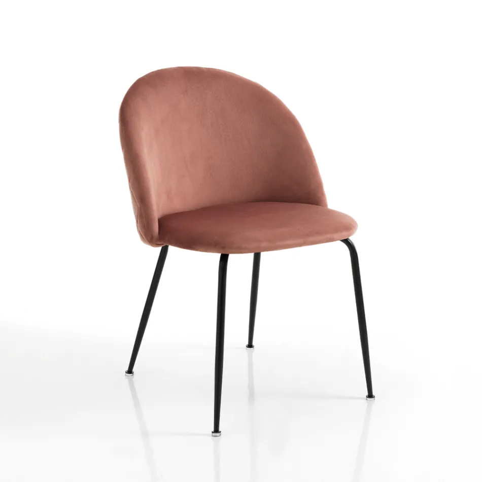 Conjunto de 4 Sillas en Tejido de Microfibra Efecto Terciopelo - Terbio Viadurini