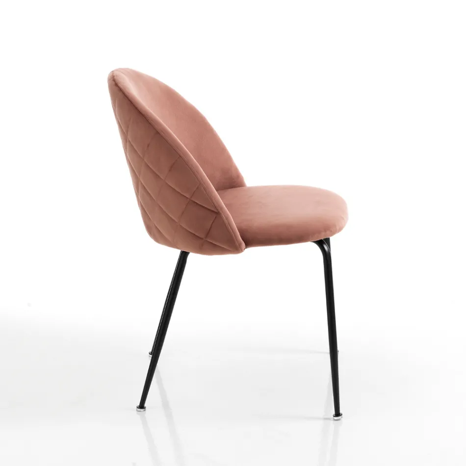 Conjunto de 4 Sillas en Tejido de Microfibra Efecto Terciopelo - Terbio Viadurini