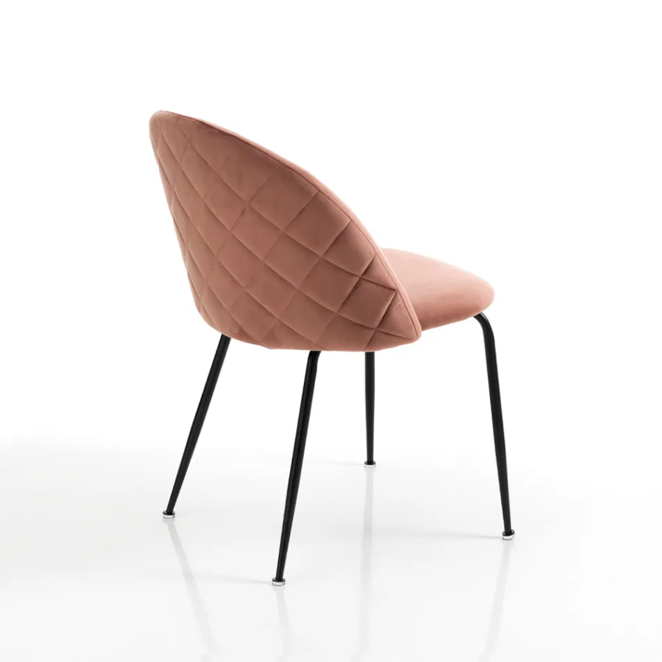 Conjunto de 4 Sillas en Tejido de Microfibra Efecto Terciopelo - Terbio Viadurini