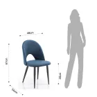 Juego de 4 sillas de tela efecto terciopelo azul - Dálmata Viadurini