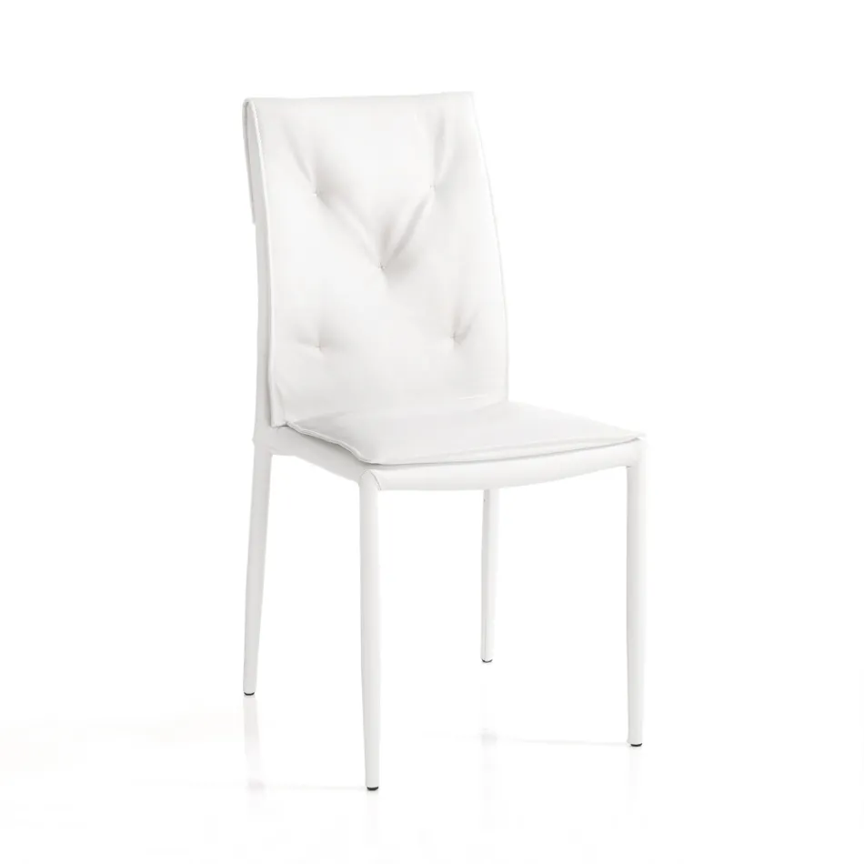 Conjunto de 4 Sillas Tapizadas en Piel Sintética Diferentes Acabados - Uranio Viadurini