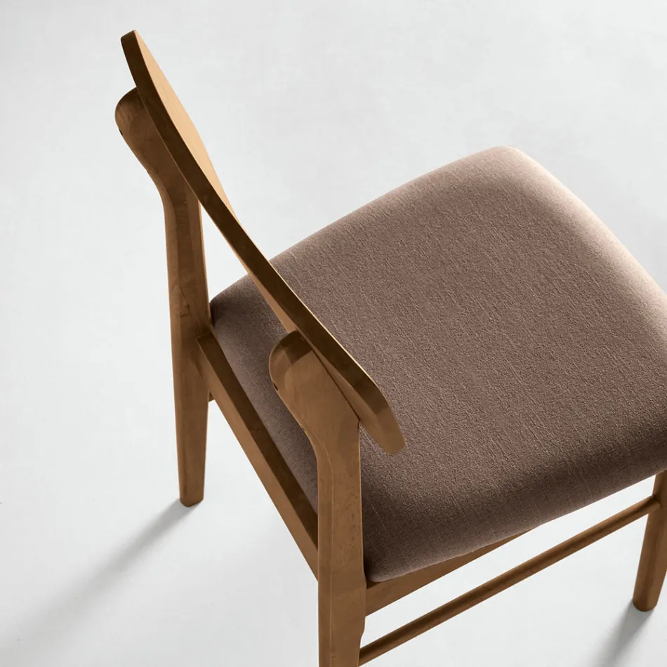 Juego de dos sillas de madera ecológicas con asiento tapizado en tela - Nadir Viadurini