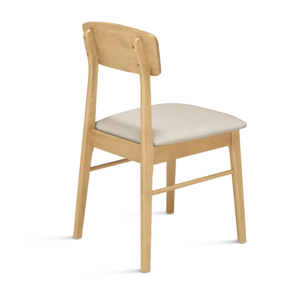 Juego de dos sillas de madera ecológicas con asiento tapizado en tela - Nadir Viadurini