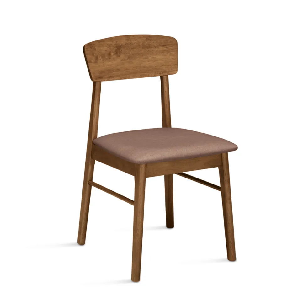 Juego de dos sillas de madera ecológicas con asiento tapizado en tela - Nadir Viadurini