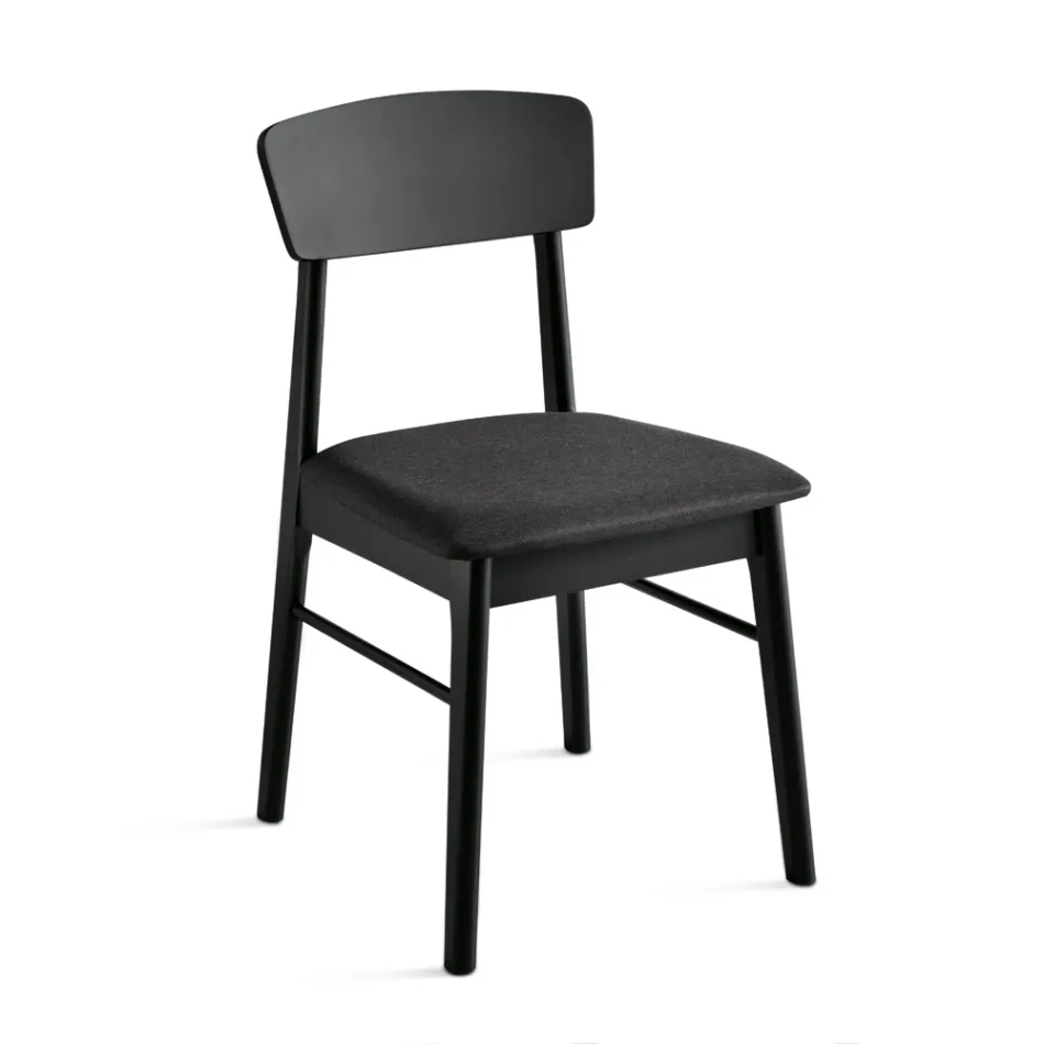 Juego de dos sillas de madera ecológicas con asiento tapizado en tela - Nadir Viadurini