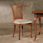 Juego de cuatro sillas Bassano de madera y tela, fabricadas en Italia - Ámbar Viadurini