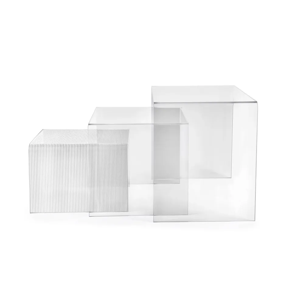 Juego de tres mesas nido de plexiglás fabricadas en Italia - Leandro Viadurini