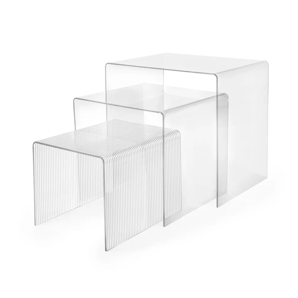 Juego de tres mesas nido de plexiglás fabricadas en Italia - Leandro Viadurini