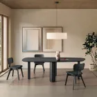 Juego de dos sillas con acabado efecto madera y asiento tapizado en tela - Antea Viadurini
