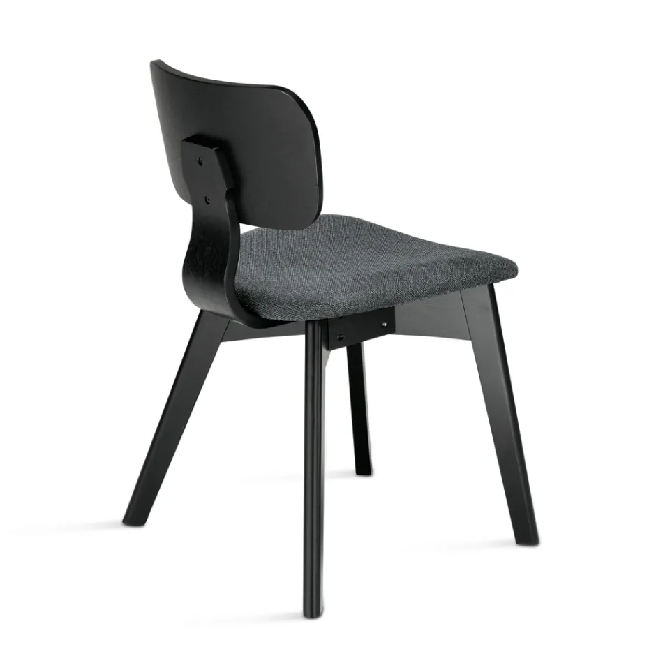 Juego de dos sillas con acabado efecto madera y asiento tapizado en tela - Antea Viadurini